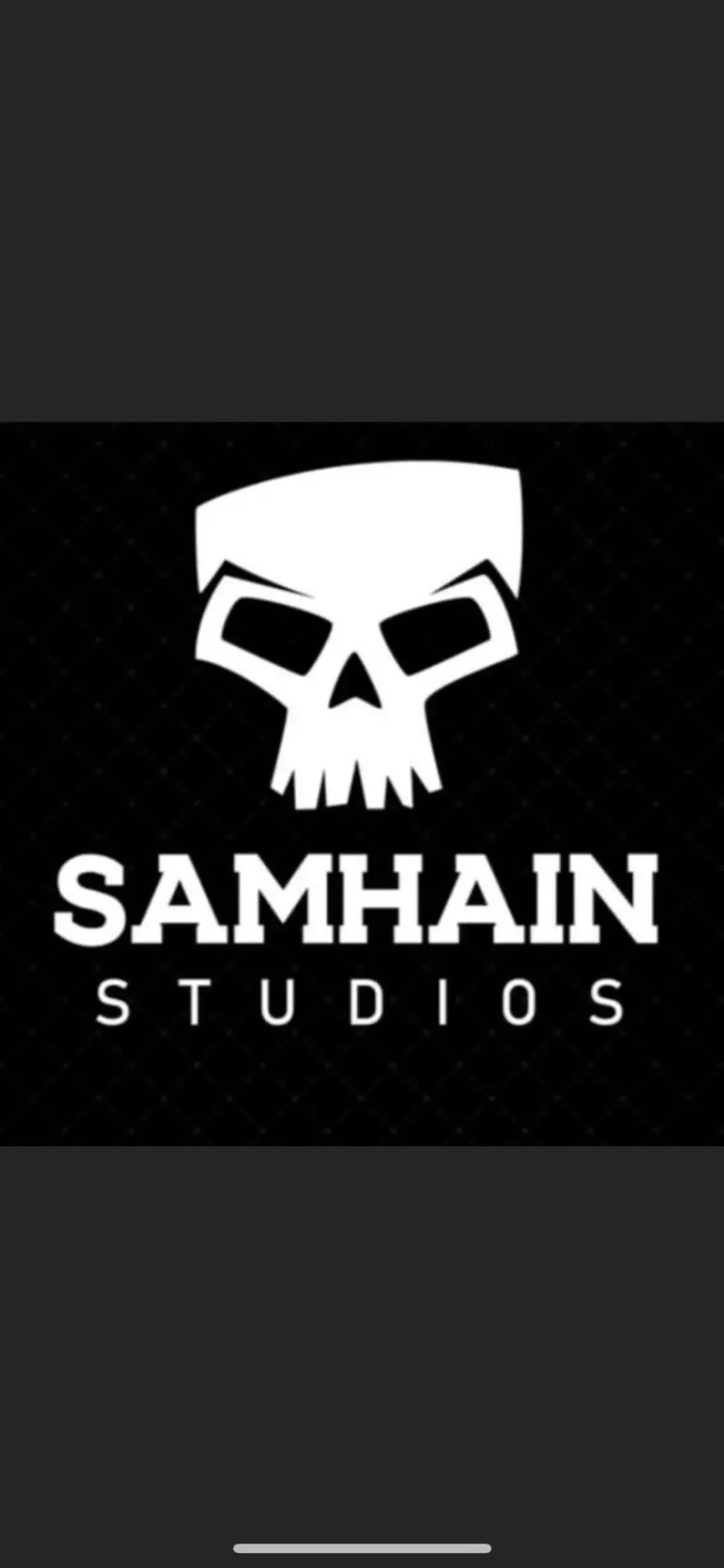Samhain Studios logo on a black background.
