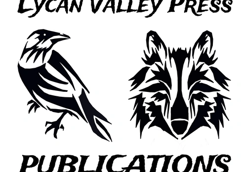 Black and white logo with a bird, wolf head, and the text "LVP Publications" for Lycan Valley Press.