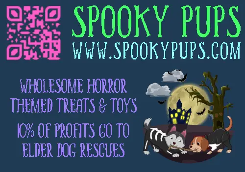 Spooky pups with qr code.