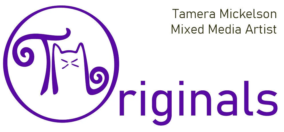 The T. M. Originals logo for Tamara Mikkelson, a mixed media artist.