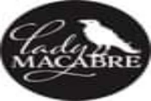 Lady macabre logo in black and white.