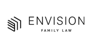 Envision Family Law logo with a geometric icon to the left of the company name in black text on a white background.