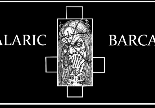A black and white image featuring the words "Alaric Barca" in a striking font.