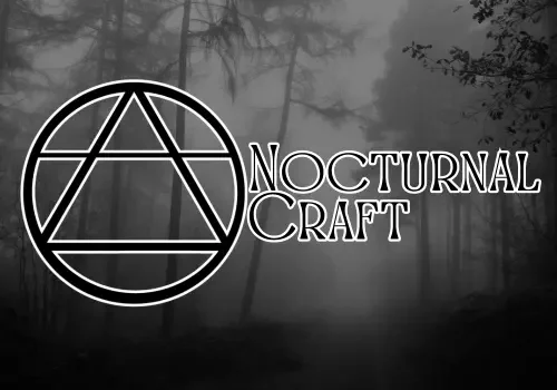 A "Nocturnal Craft" logo is superimposed on a mysterious, misty backdrop of a dark forest.