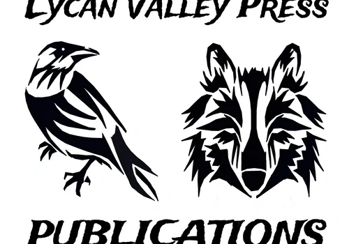 Black and white logo with a bird, wolf head, and the text "LVP Publications" for Lycan Valley Press.
