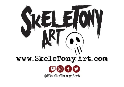 The SkeleTony logo for skeleton art.