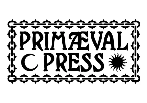 The "Primaeval Press" logo features an ornate Celtic-style border and a small, shining sun symbol.