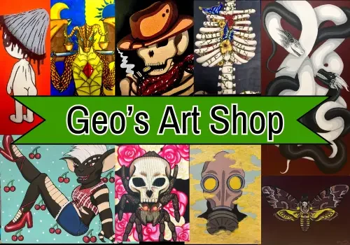 Welcome to Geo's Art Shop! Our collection features unique artwork from local artists, meticulously curated for your appreciation. Whether you're looking for a piece to adorn your home or office, peruse our selection both online and in-store - we're confident you'll find the perfect statement piece that radiates individuality.