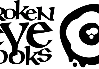 An abstract eye design complements the stylized text of Broken Eye Books.