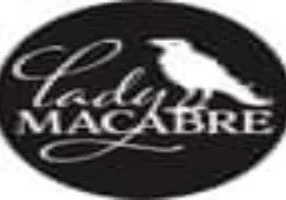 Lady macabre logo in black and white.